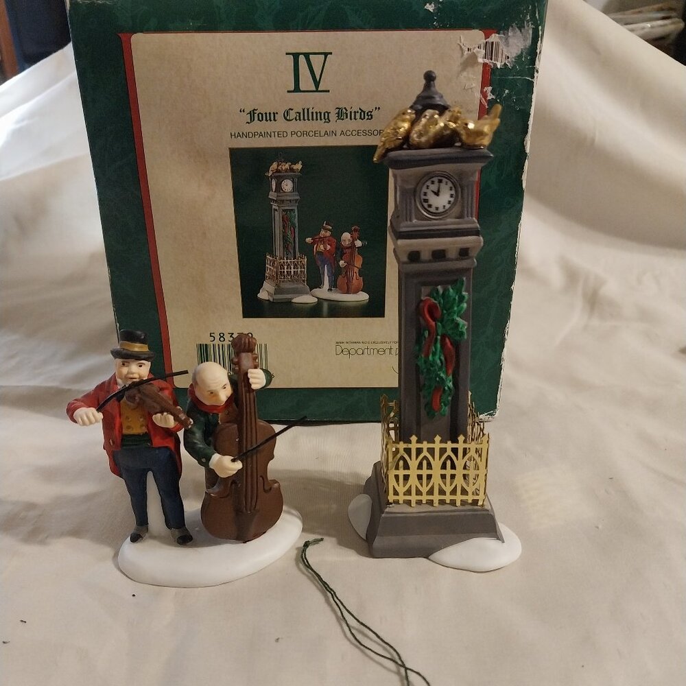 Four Calling  Birds-Vintage Hand-Painted Porcelain Accessory (Original Box)